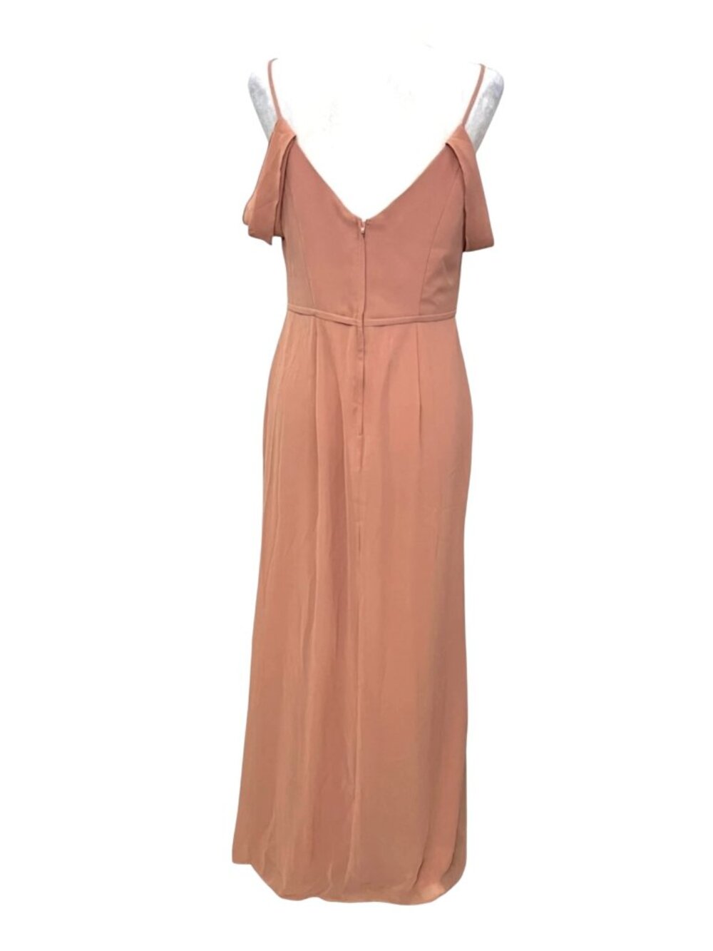 David's Terracotta Cold Shoulder Maxi Dress Bridesmaid Wedding Guest Sz 10 - Picture 3 of 8